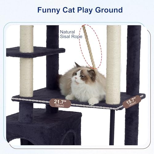 Gitelsnour Cat Tree, Cat Tower with Sturdy Steel Tube, Large Perch GCT024G - Image 3