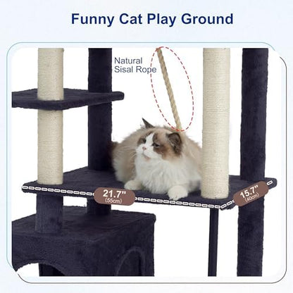 Gitelsnour Cat Tree, Cat Tower with Sturdy Steel Tube, Large Perch GCT024G - Image 3