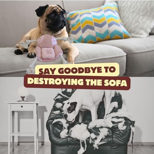 Squeaky Dog Toys, Durable Tug of War Chew Toys for Small, Medium and Large Dogs, Interactive Puppy Toy for Teeth Cleaning, Birthday Gift - Couch - Image 4