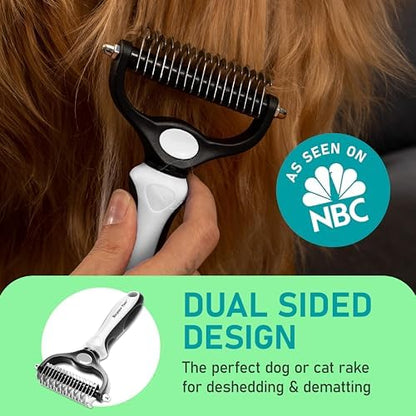 Maxpower Planet Pet Grooming Brush - Double-Sided Undercoat Rake for Dogs and Cats, Extra Wide, Reduces Shedding by 95%, White - Image 2