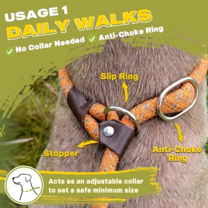 Fida Durable Slip Lead Dog Leash, 6 FT x 1/2" Dog Training Leash, Orange - Image 4