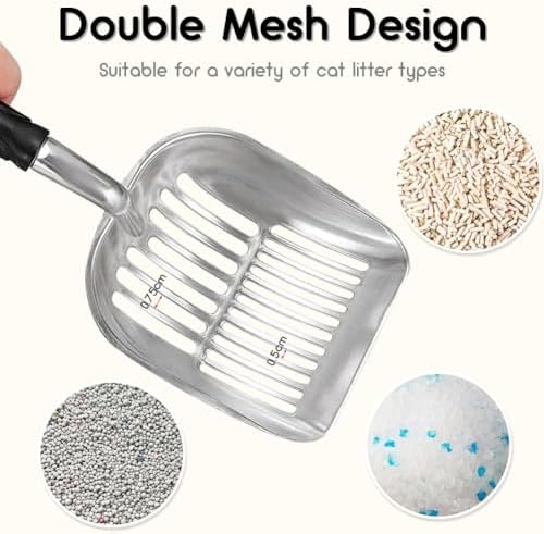 Cat Litter Scoop - Sturdy Mesh Scooper,Long Handle Cat Scooper,Aluminum Alloy Sifter Metal Scoop,Poop Sifting,Mesh shovel,Suitable for Cat Litter Box,Christmas GiftSuitable for Cat Litter Box - Image 3