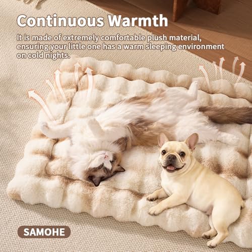 SOMAHE Cat Bed, Plush Faux Fur Kneading Flat Mat - Machine Washable Fluffy Pet Bed for Indoor Cats, Non-Slip Small Kitten Bed, Therapeutic Knead Cat Mat for Couch & Window Sill, 23"×15" Inch,Camel - Image 4