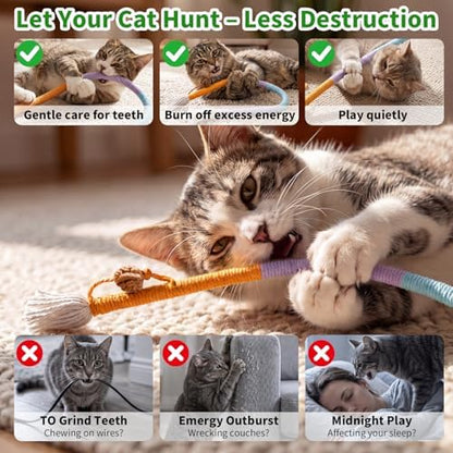 HoneyGuaridan Cat Chew Ropes 8Pcs, Cat Toys for Indoor Cats with Refillable Natural Catnip, Safe Teeth Cleaning Chew Toys - Image 2