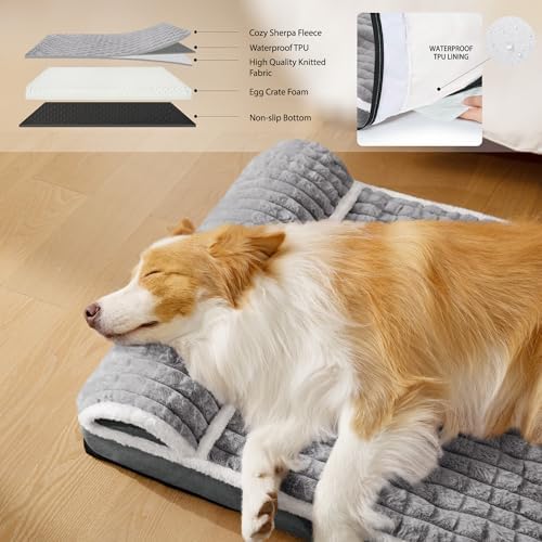 Orthopedic Large Dog Bed Pillow Pet Sofa Bed 42''X28'' Grey - Image 3