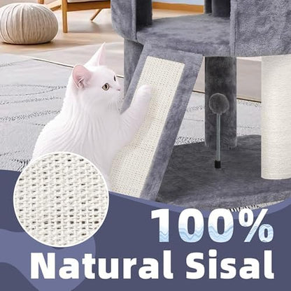 HUITREE 45in Cat Tree Tower with Big Condo for Indoor Kitten,Cat Tower with Scratching Post,Scratching Board and Cat Toys,Multi-Level,Small Space,Transformer Cat Tree, Grey(New) - Image 6