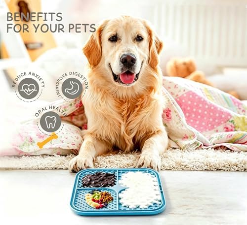 Licking Mat for Dogs & Cats with Suction Cups, 1 Pack Square Silicone Dog Slow Feeder Lick Pat for Anxiety Relief, Dog Toys to Keep Them Busy, Pets Bathing Training Grooming Mat 7.8 * 7.8 inches - Image 6