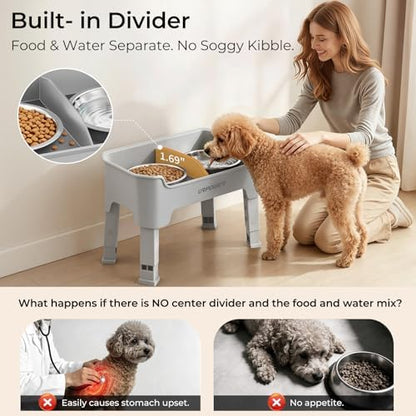 URPOWER Mess Proof Elevated Dog Bowls, Splash Guard Raised Bowl Stand - Image 4
