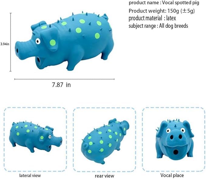 Pet Toys for Dogs,Dog Chew Toys for Aggressive Chewers,Fun Dog Toys,Interactive Dog Toy,Tough Indestructible Toys for Dogs A Pig that Vocalizes(Blue)
