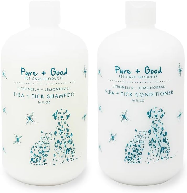 Shampoo and Conditioner Set, Formulated for All Pets, Gentle and Cleansing, Made in The USA, Cruelty Free, 16 fl oz (Flea + Tick)