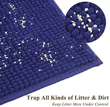 VIVAGLORY Cat Litter Mat Softgrip Litter Trapping Mat, 31"× 20", Navy Blue - Image 2