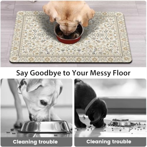 Dog Food Mat for Floors, Absorbent Pet Cat Food Bowl Mat, 12x20 in - Image 3