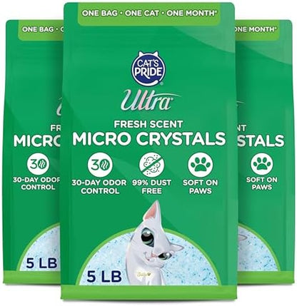 Ultra by Cat's Pride Fresh Scent Micro Crystals, Soft on Paws Litter, 15lb by ULTRA