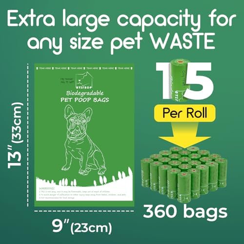 ATIFBOP Biodegradable Dog Poop Bags 360 Count, 24 Rolls Unscented - Image 2