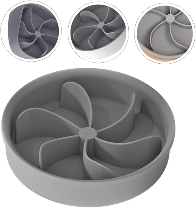 Angoily Pet Slow Feeder Bowl Silicone Dog Food Dish for Indoor Use Non-Slip Base Easy to Clean for Puppies and Dogs Grey