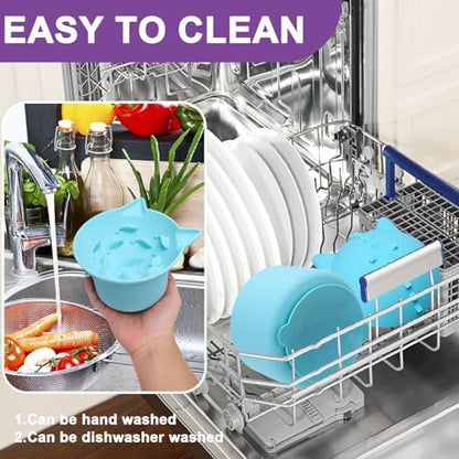 Silicone Cat Slow Feeder, Elevated Slow Feeder Bowl Tilt Design, Suitable for Dry and Wet Food, Adjustable Angle, Cat Food Puzzle with Suction Cup(Blue) - Image 7