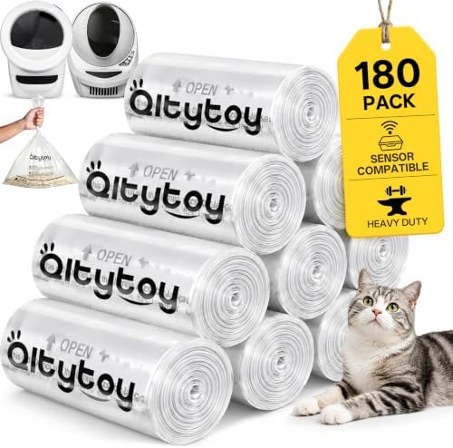 180 Pack Cat litter Bags Fits Litter Box Robot 5/4/3 Waste Bags for 30LBS by Qltytoy