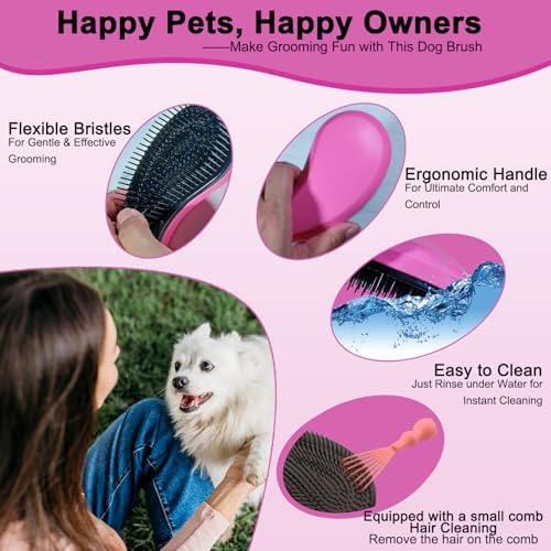 Puppy Brush for Small Dogs - Soft Dog Brush (Pink) - Image 3