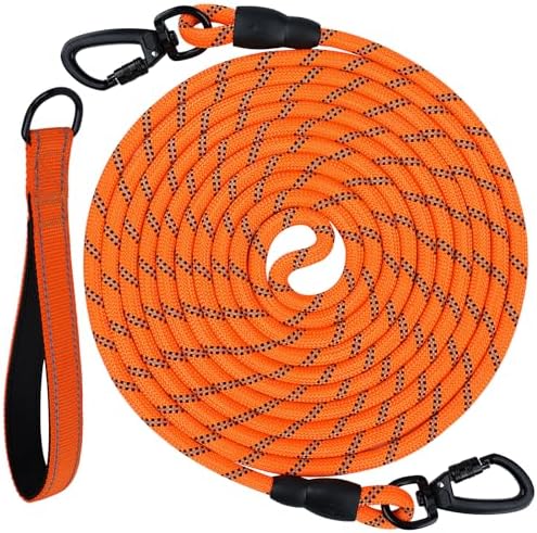 Joytale Long Dog Leash for Yard Tie Out & Recall Training, Orange, 50FT by Joytale