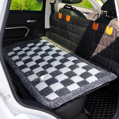 Dog Bed for Car, Backseat Pet Bed Mat, Dog Seat Cover for Car Back Seat, Non-Slip Travel Pet Mat, Fit for Backseat Extenders and Seat Covers (Gray&White, 24.8x54inch) - Image 2