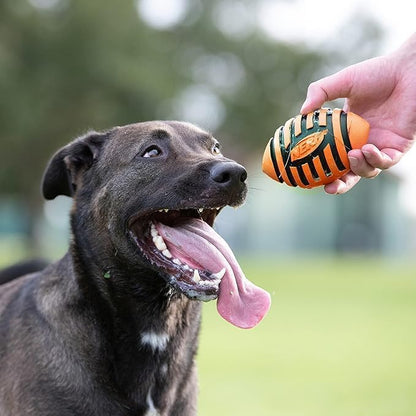 Nerf Dog Spiral Squeak Football Outdoor Dog Toy, 5 Inch Dog Football Squeaking Toy for Medium and Large Breeds, Orange