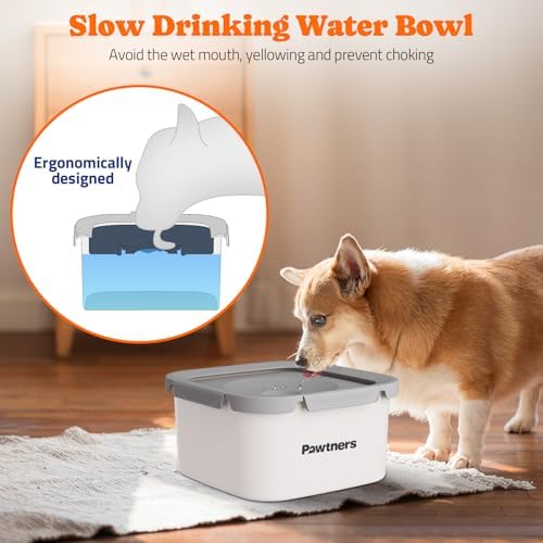 Pawtners Stainless Steel Dog Water Bowl No Spill, 152oz/4.5L, White - Image 4