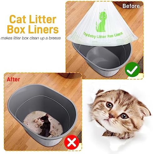 Cat Litter Box Liners Compatible with Top Entry Litter Pans Model, Heavy Duty Tear Resistant Large Litter Pan Liners 25 Count Drawstring Litter Liner Bags - Image 5