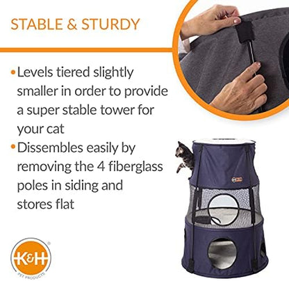 K&H Cat Tower, Tree Condo for Multiple Large Indoor Cats, 3 Level, Denim - Image 5