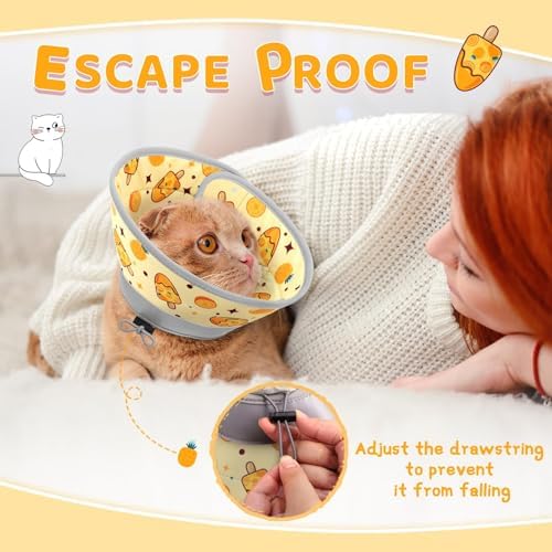 Cat Cone Collar Soft to Stop Licking, Adjustable, Foldable Lightweight Kitten Cones After Surgery Recovery for Cats & Kittens, Cat Cone Alternative, Easy Eating (Orange, M) - Image 6