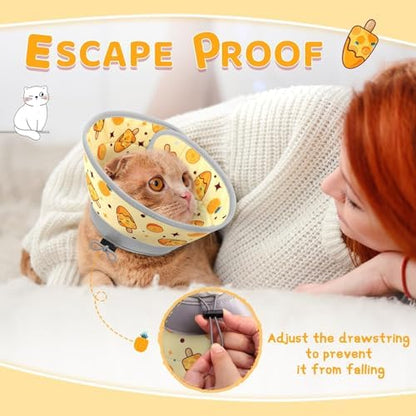Cat Cone Collar Soft to Stop Licking, Adjustable, Foldable Lightweight Kitten Cones After Surgery Recovery for Cats & Kittens, Cat Cone Alternative, Easy Eating (Orange, M) - Image 6