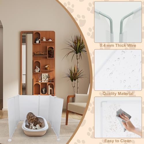 FHTONGE Large Cat Litter Box Enclosure Splash Guard to Protect Wall Floor - Image 3