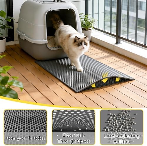 Cat Litter Mat,15"X24", Waterproof, Easy to Clean (Grey-1Pack) - Image 2