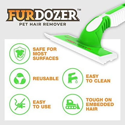 FurDozer Pet Hair Remover & Auto Detailing Tools - Cat & Dog Hair Remover for Carpets, Car Interiors, Couches, Bedding, & Pet Furniture (Green, (2 Pack) - X6) - Image 6