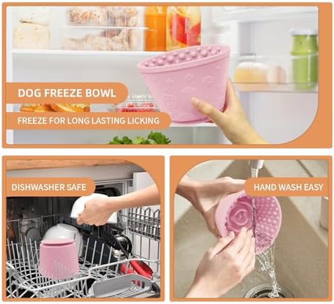 Dog Lick Bowl,Anxiety Relief Non-Slip Silicone Treat Bowl,Durable Anti-Choking Long-Lasting Enrichment Slow Feeder Licking Mat for Small Medium Large Breed,Freezable BPA Free Silicone Dishwasher Safe - Image 2