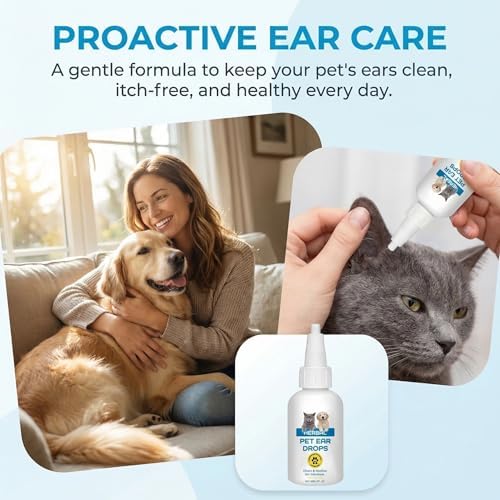 Yeardera Dog & Cat Ear Drops with 1% Hydrocortisone, Pet Ear Cleaner for Itchy Ears & Irritation, Antiseptic Ear Cleaning Solution with Aloe Vera for Dogs & Cats – 2 fl oz - Image 2