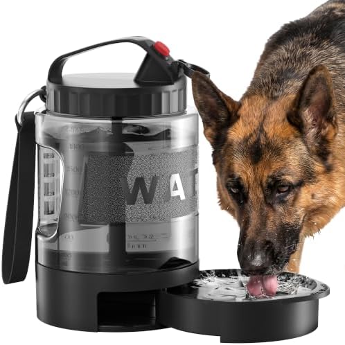 Portable Dog Water Bottle with Bowl, Large 77 oz/2.2 L, Black by PETDOTT