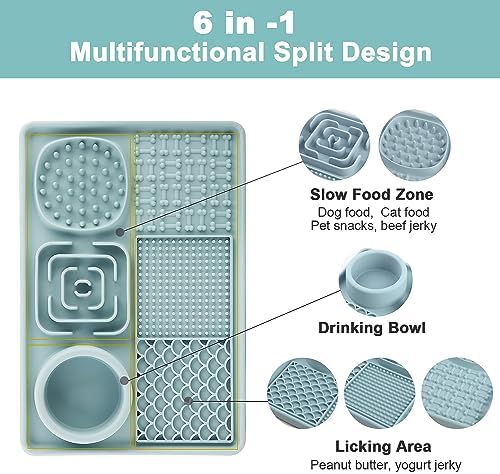 Lick Mat for Dogs, Slow Feeder Licking Mat with Suction Cups for Food and Water, Silicone Feeding Mat Perfect for Anxiety Relief Suitable for Butter Food Yogurt Peanut (Blue) - Image 2