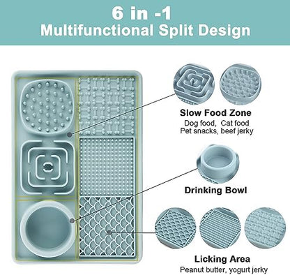 Lick Mat for Dogs, Slow Feeder Licking Mat with Suction Cups for Food and Water, Silicone Feeding Mat Perfect for Anxiety Relief Suitable for Butter Food Yogurt Peanut (Blue) - Image 2