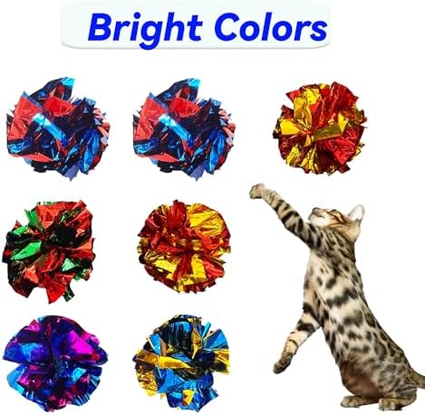 Cat Crinkle Ball Toys 10 Packs for Indoor Cats to Kill Time and Keep Fit, 2.3 Inch Colorful Mylar Crinkle Balls Attract Cats to Swat, Bite, Hunt, Interactive Toys for Cats and Kittens - Image 3