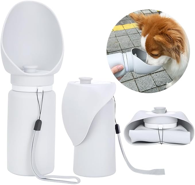 Dog Water Bottle, Collapsible Portable Water Bowl for Dog, 19oz Lightweight Food Grade Silicone Water Bottle for Dogs, Pet Cat Travel Bottle for Walking, Hiking, Outdoor Camping, Road Trips