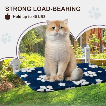Cute Cat Window Perch, Foldable Cat Window Hammock, Navy Blue - Image 4