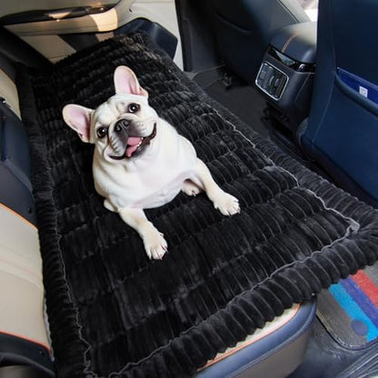 Backseat Pet Bed Mat Non-Slip Dog Car Seat Cover Scratch Chew Resistant Dog Blanket for SUVs, Trucks & Sedans 23" x 51" Easy Clean Comfortable Car Travel Pet Pad, Pure Black by Pessbulmm