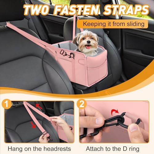 Portable Dog Car Seat for Small Dogs, Puppy Car Seat, Pink - Image 5