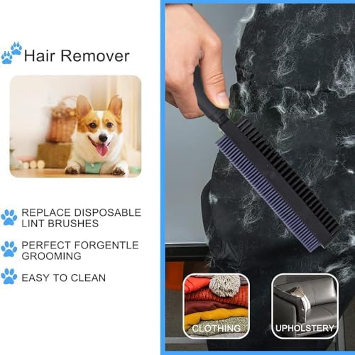 Premium Rubber Pet Hair Brush - Removes Hair from Couches & Pets' Coats B - Image 3