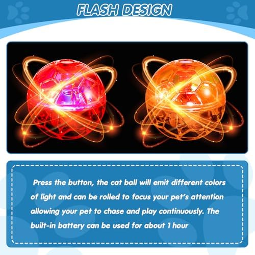 Frienda 4 Pcs Light up Cat Ball LED Motion Ghost Hunting Cat Ball, Classic - Image 3