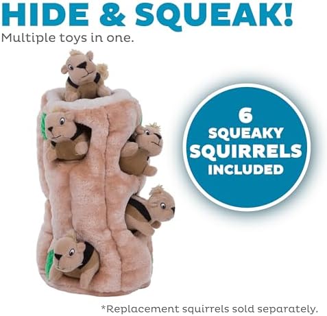 Outward Hound Hide-A-Squirrel Plush Squeaky Dog Toy, XL, 7" x 11.8" - Image 3
