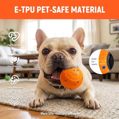 Interactive Dog Ball Toys - Automatic Moving, Bouncing Chew Toys, Wicked Balls with 3 Modes, E-TPU Vibrating Dog Ball for Small/Medium/Large Dogs, Birthday Gifts for Dogs(Orange) - Image 2