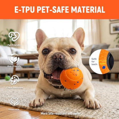 Interactive Dog Ball Toys - Automatic Moving, Bouncing Chew Toys, Wicked Balls with 3 Modes, E-TPU Vibrating Dog Ball for Small/Medium/Large Dogs, Birthday Gifts for Dogs(Orange) - Image 2