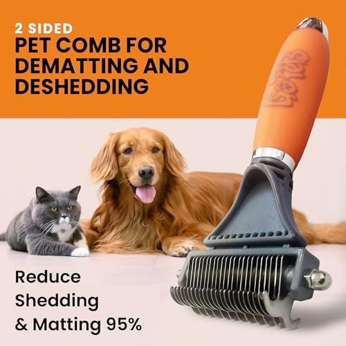 GoPets 2-in-1 Deshedding & Dematting Comb & Grooming Brush for Dogs & Cats - Image 2