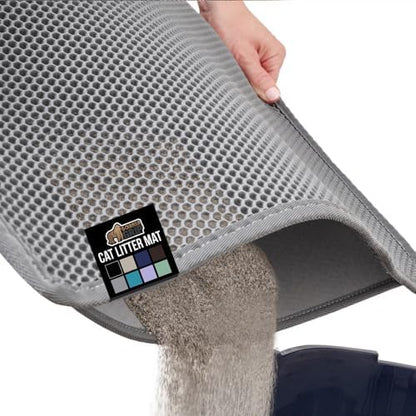 GORILLA GRIP Honeycomb Cat Litter Box Mat, Soft on Paws, 24x15, Gray by Unknown